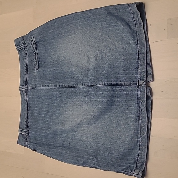 VTG Heart Moon Star Pinstriped Denim Front Slit Skirt - Picture 7 of 12